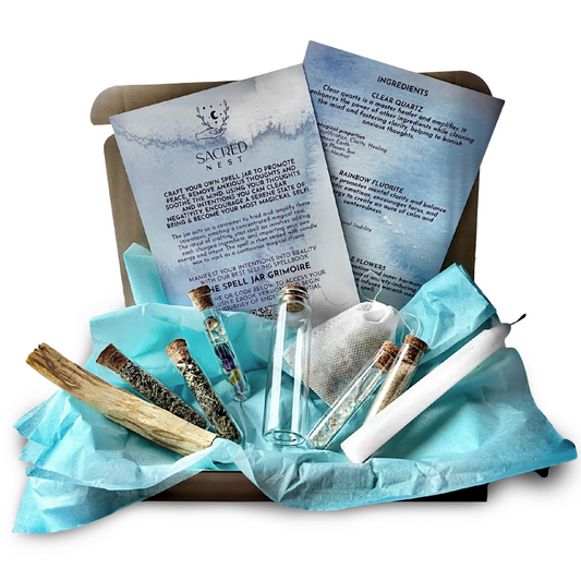 Peace & Anti-Anxiety Spell Jar Kit | Complete DIY Set with Glass Jar, Spell Candle, Crystals, and Herbs for Wiccan, Pagan, and Witchcraft Rituals | Ideal Witchy Gift & Witch Starter Kit