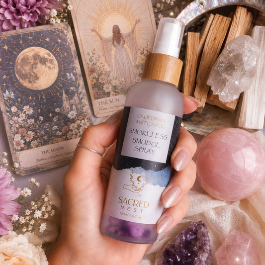 California White Sage Smudge Spray with Moon Charged Crystals