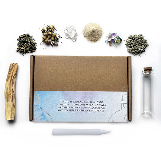 Peace & Anti-Anxiety Spell Jar Kit | Complete DIY Set with Glass Jar, Spell Candle, Crystals, and Herbs for Wiccan, Pagan, and Witchcraft Rituals | Ideal Witchy Gift & Witch Starter Kit