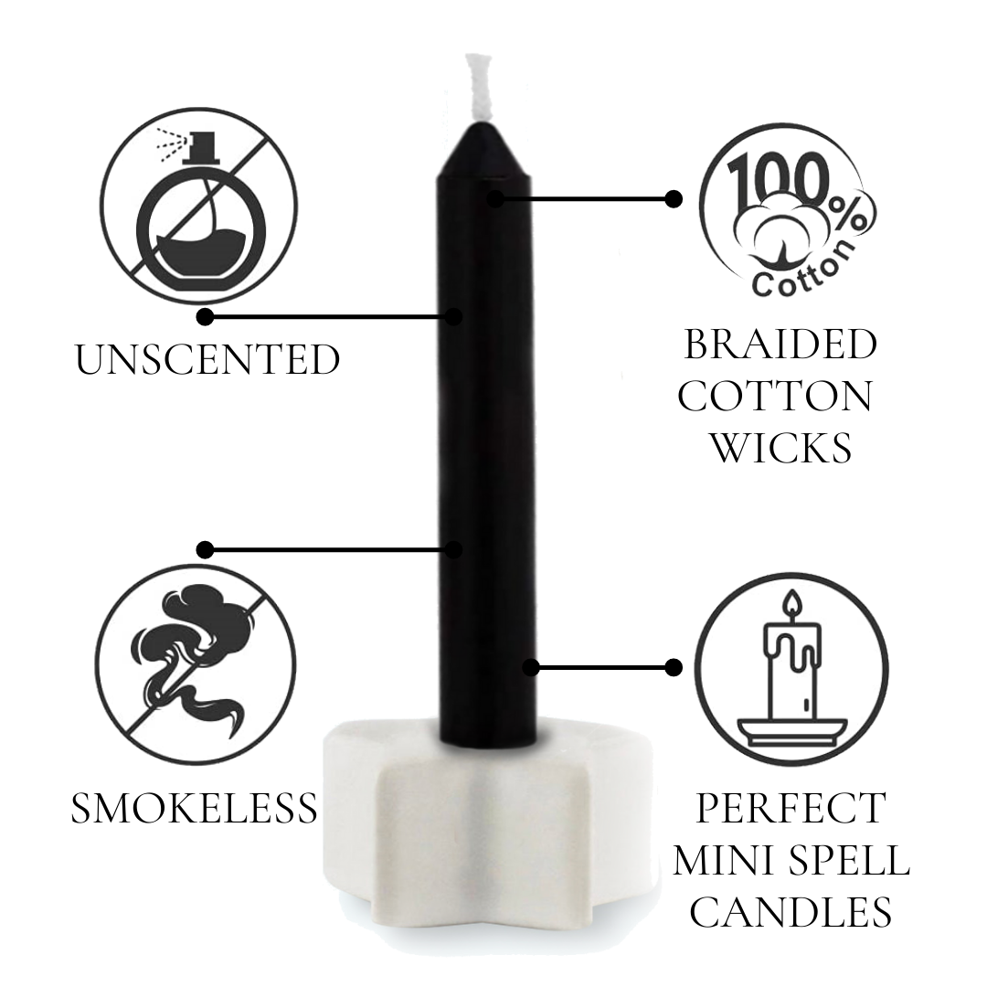 12 x Spell Candles + Ceramic Star Candle Holder