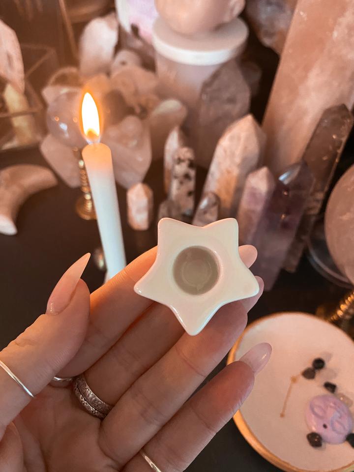12 x Spell Candles + Ceramic Star Candle Holder