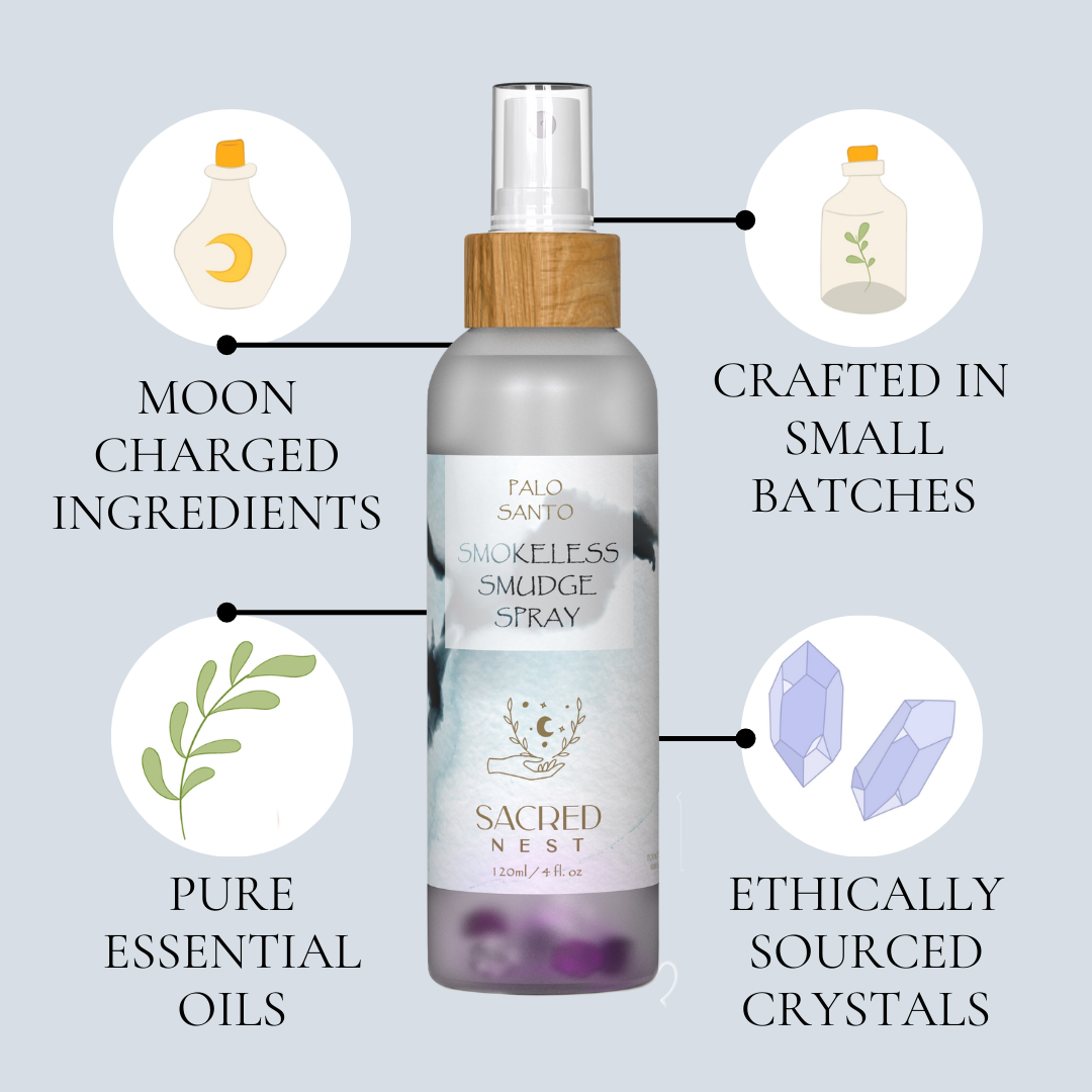 Palo Santo Smudge Spray with Moon Charged Crystals
