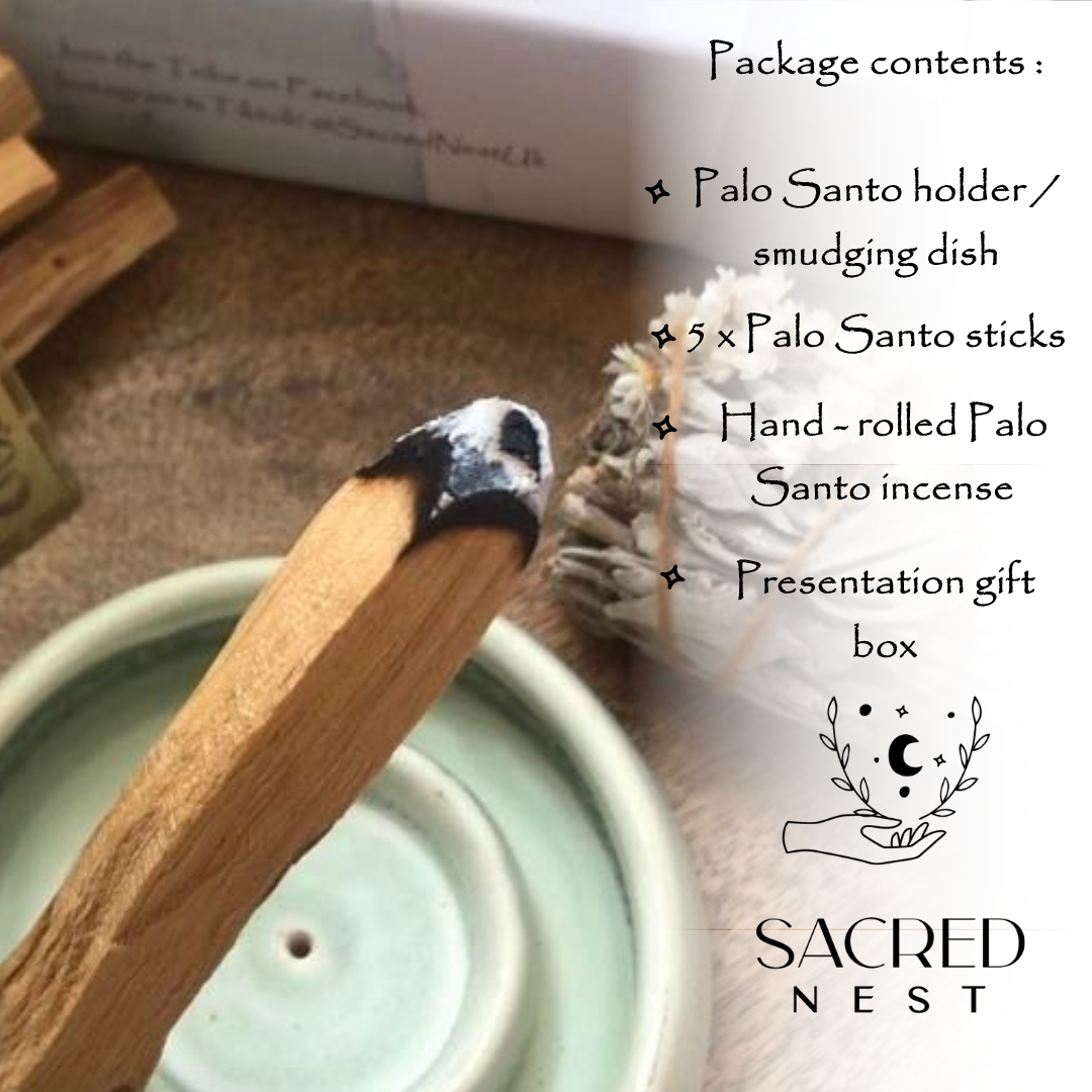 Ceramic Stoneware Palo Santo Holder & Incense Sticks Bundle